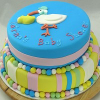 Baby Shower Cake - 2 Tier Stork Baby Shower Cake